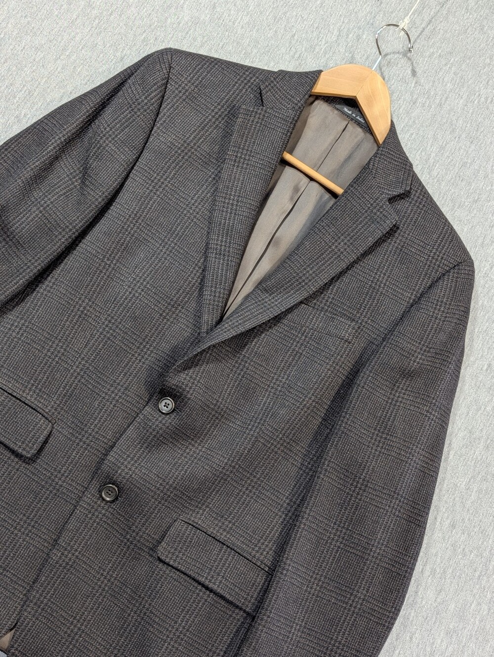 Lauren Ralph Lauren Wool Glen Plaid Blazer Grey Black